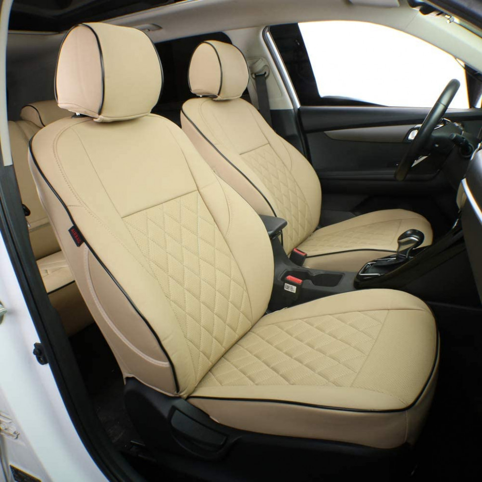 EKR Custom Fit Full Set Car Seat Covers for Select KIA Sportage 5 5  5 5 5 5 - Leatherette (Beige) - kia sportage seat covers