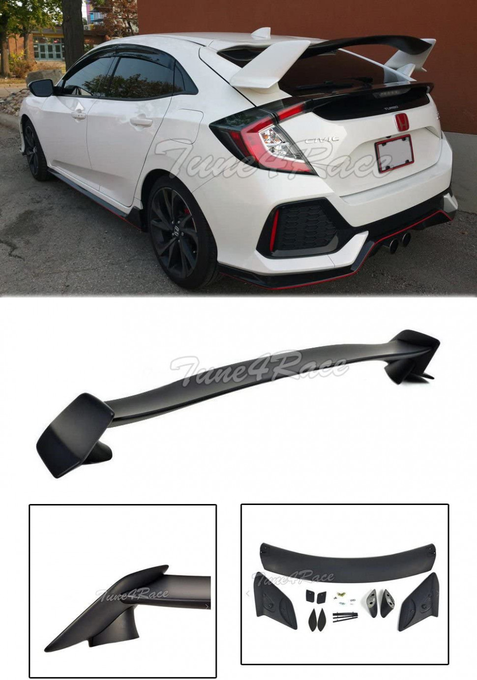 Extreme Online Store EOS Body Kit Rear Wing Spoiler - for Honda Civic  Hatchback 4-Up 204 4 4 Type R Style - spoiler for honda civic