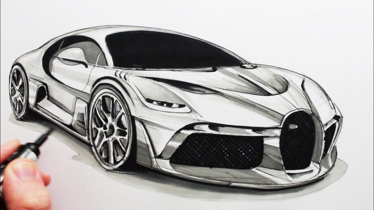 How to Draw a Sports Car: The Bugatti Divo - sketches of a car