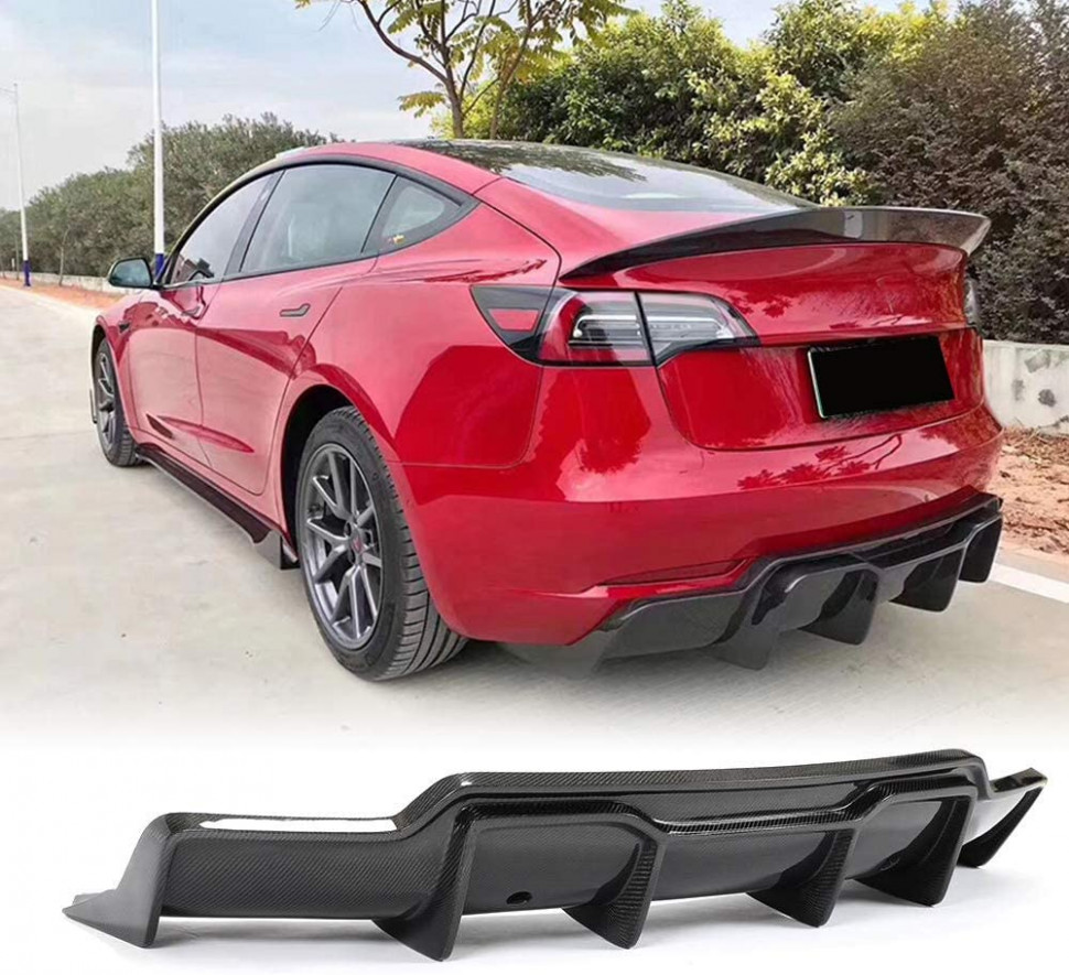 MCARCAR KIT Carbon Fiber Rear Bumper Diffuser fits for Tesla Model 5 Sedan  5-5 Rear Lip Diffuser Protector Factory Outlet CF Lower Bumper Lip  - model y rear diffuser