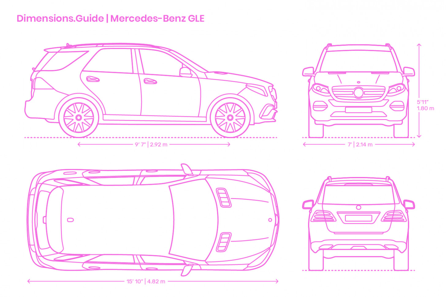 Mercedes-Benz GLE Dimensions & Drawings  Dimensions