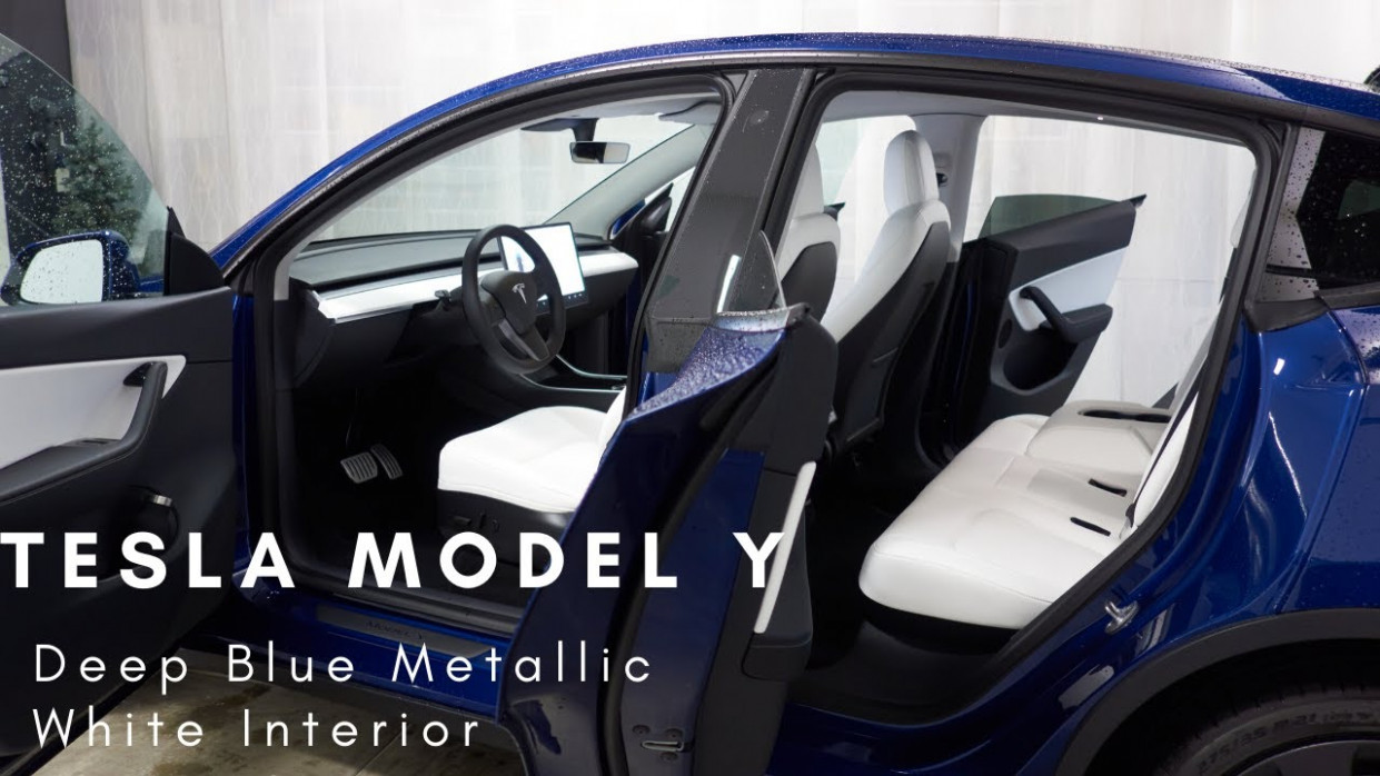Tesla Model Y Performance in Deep Blue Metallic and White Interior First  Look/Review (no commentary) - tesla model y white interior