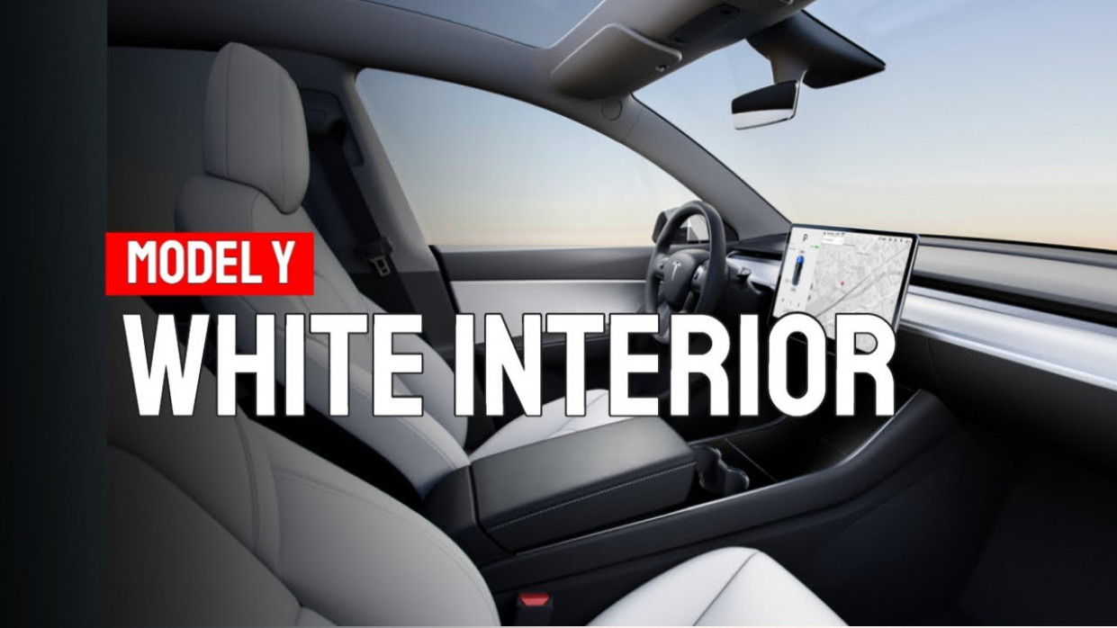 Tesla Model Y - WHITE INTERIOR (First Look!) - tesla model y white interior