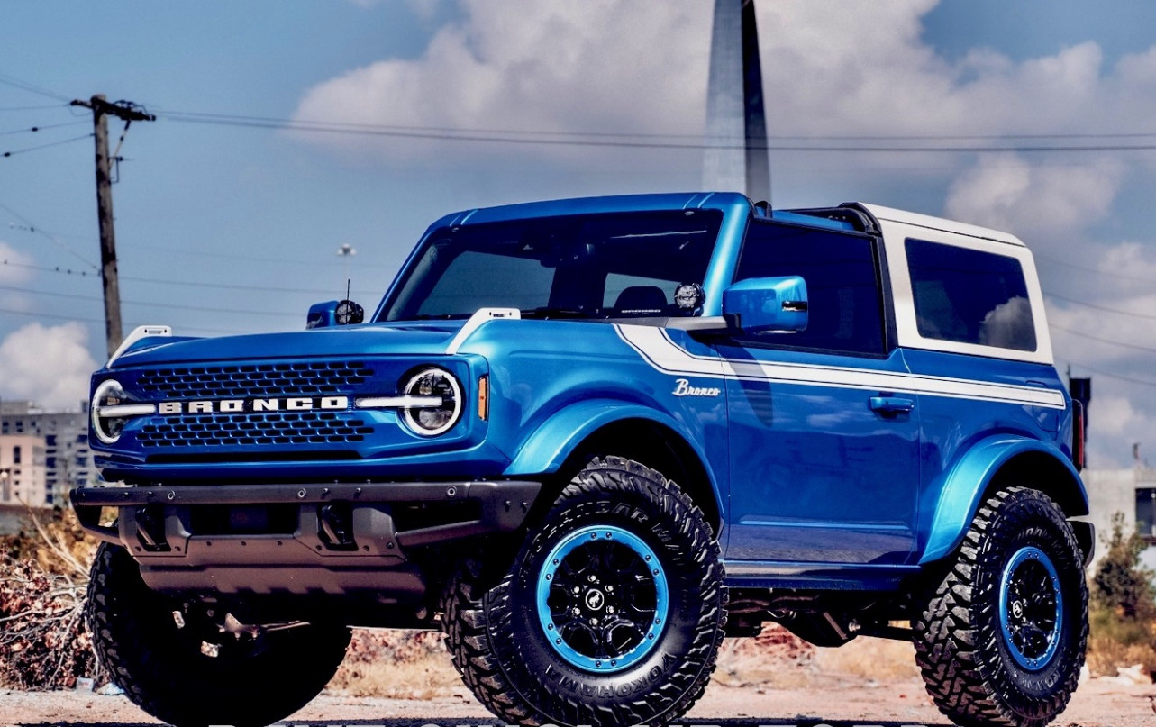Velocity Blue with Ridergraphix Retro White Special Decor" Style  - ford bronco velocity blue