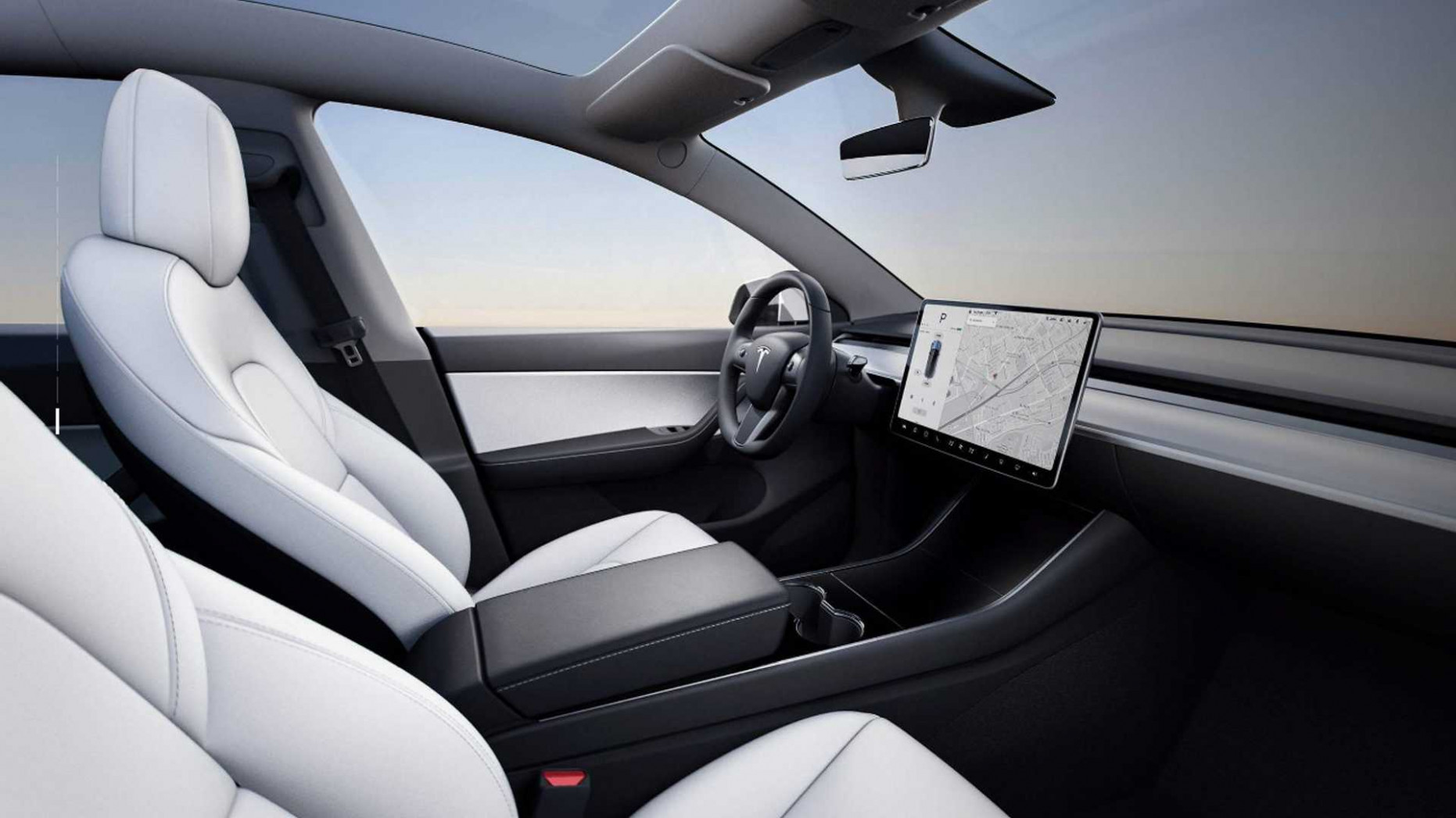 White Tesla Model Y With White Interior Spotted In Public - model y white interior